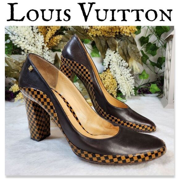 Louis Vuitton Damier Leather Platform Shoes with Dustbag Authentic STUNNING - Picture 1 of 16